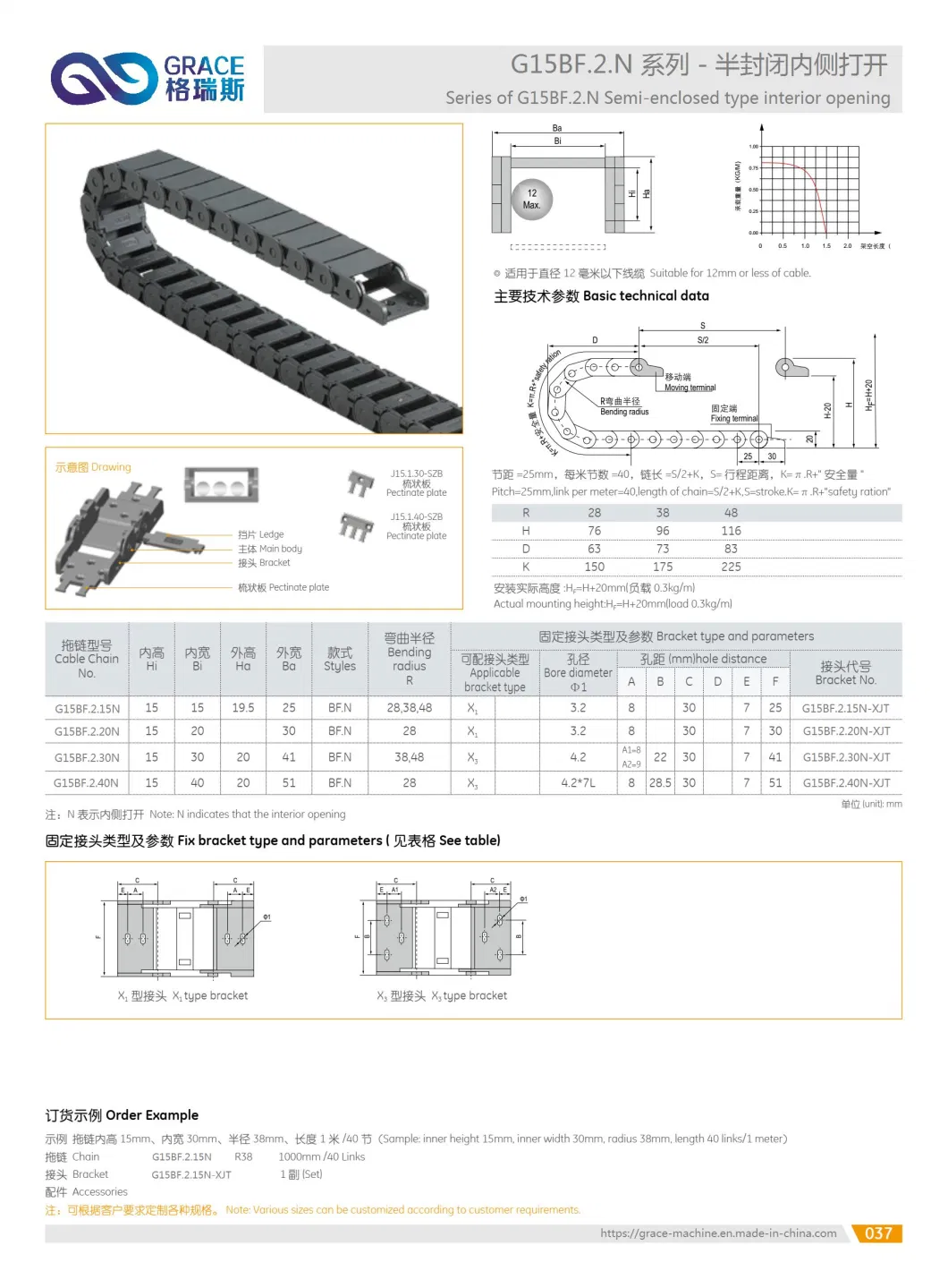 15mm X 30mm Black Plastic Semi Closed Drag Chain