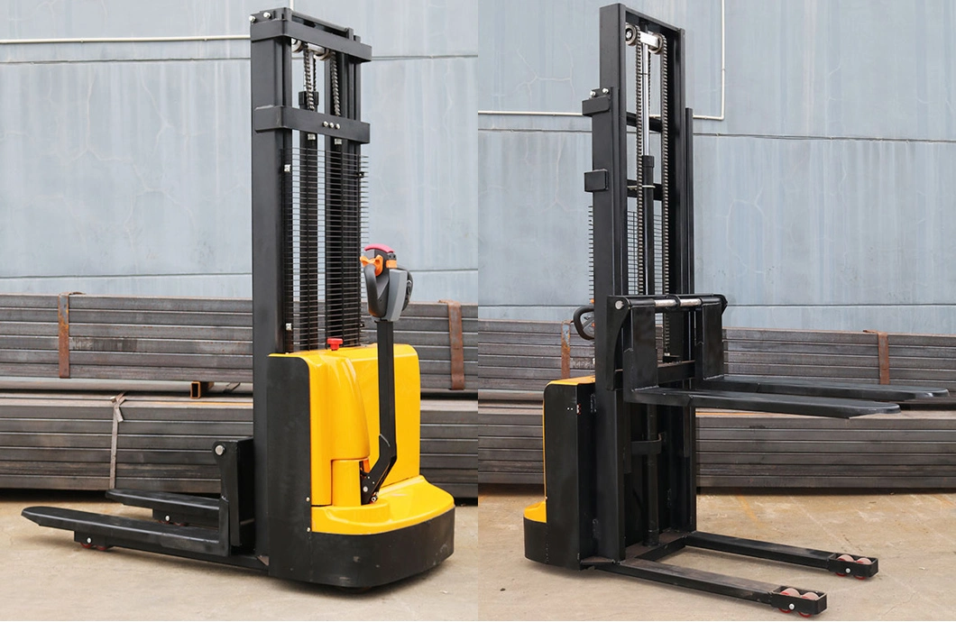 1t 1.5t 2t Mini Self Loading Portable Walk-Behind/Stand-up Hand Walking Pallet Stacker Full Electric Hydraulic Lifting Stacker Truck Forklift