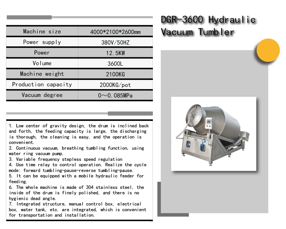 Meat Processing Equipment Commercial Mixer Hydraulic Vacuum Tumbler Large Pickling and Rolling Equipment