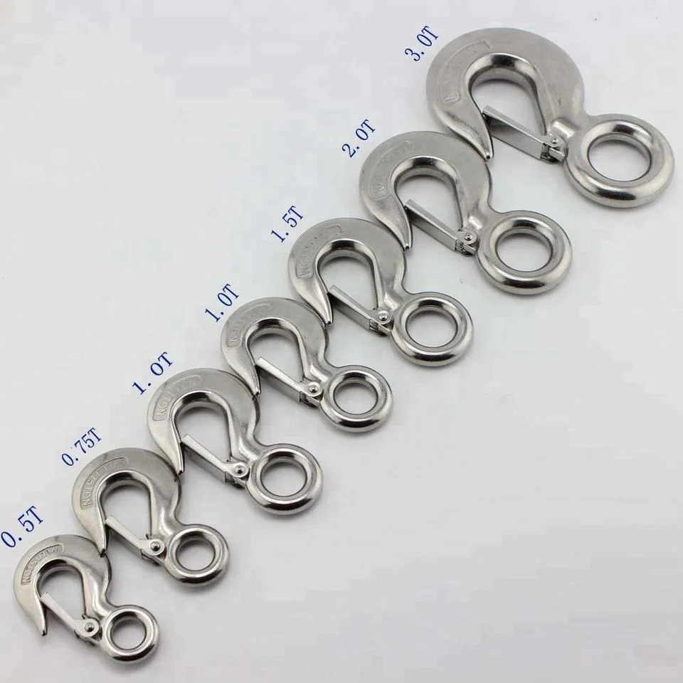 Stainless Steel Rigging Hardware 320A Cargo Hook Outdoor Lifting Hook Eye Type Snap Hook