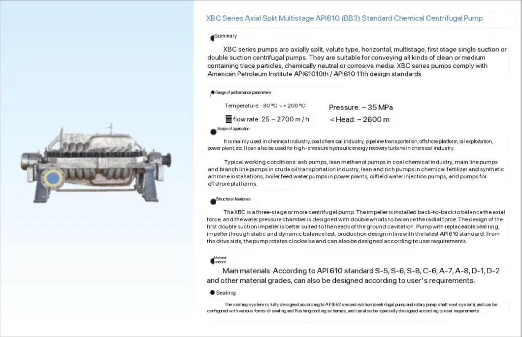 High-Capacity High-Flow High-Pressure Centrifugal Pumps Multi-Stage Water Pumps Pipeline Booster Seawater Intake Pumps