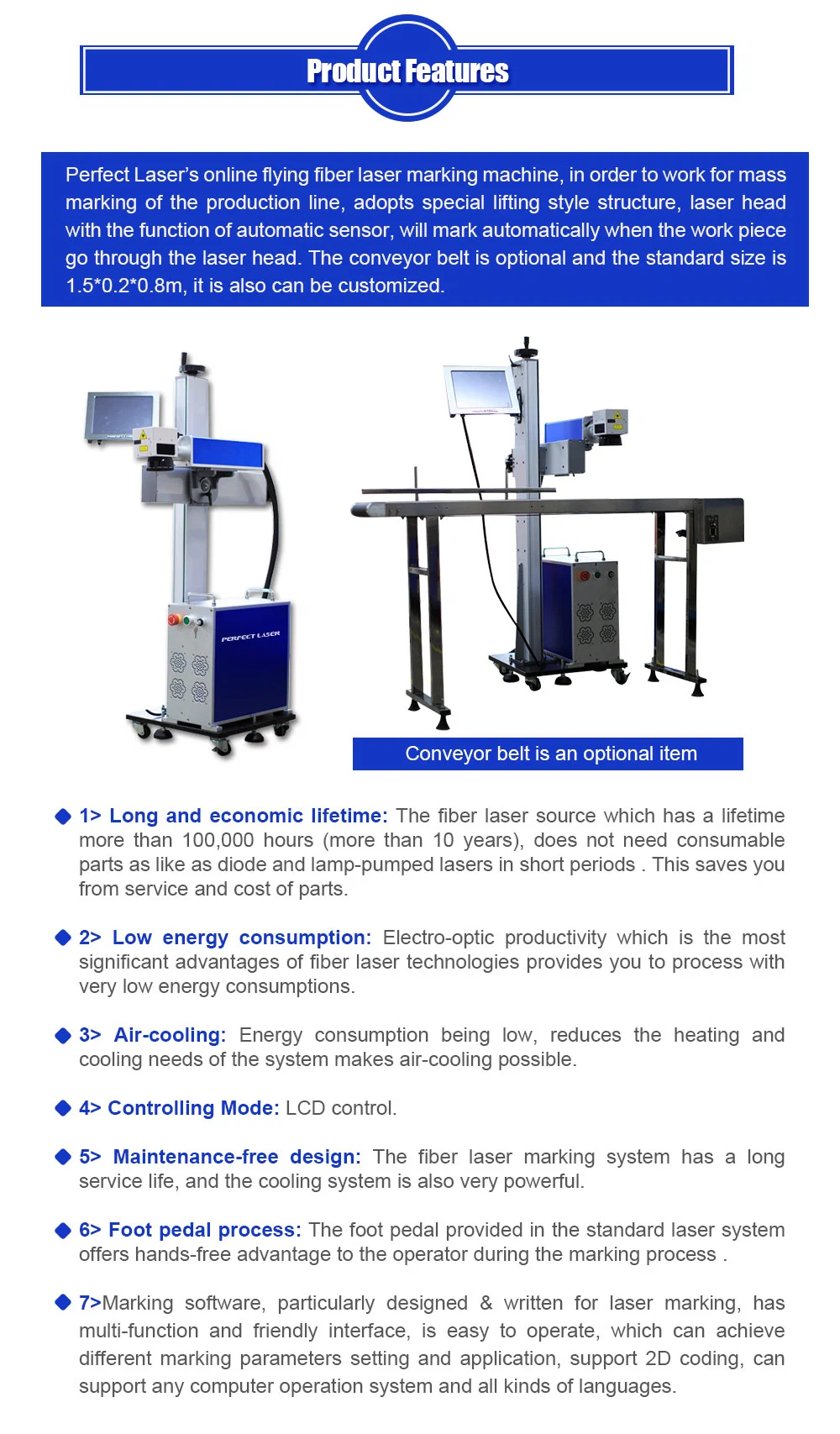 20W 30W 50W Lifting Type Laser Marking Machine for Bottles on Production Line