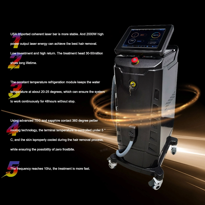 808 755 1064 3 Wavelength Diode Laser Hair Removal Machine All Skin Type