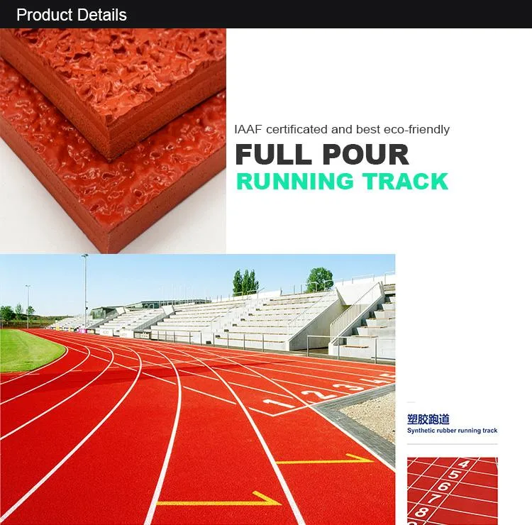 Factory Price Iaaf Approved Longest Service Life Full Pour System Running Track Stadium Running Track Rubber Athletic Tracks