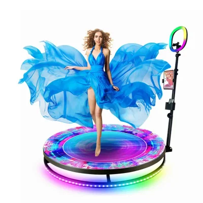 Drop Shipping 360 Photo Booth Automatic Rotating iPad Camera Spin Video 100cm 360 Degree Photobooth Machine with Ring Light