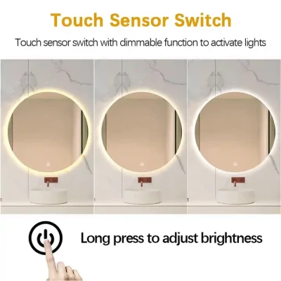 Modern Bathroom Wall Mounted Smart LED Mirror with Time Display