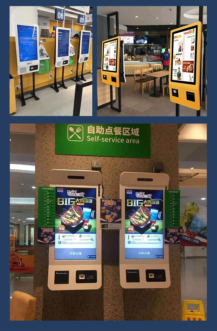 Factory 24&quot; 27&quot; 32&quot; Restaurant Order Checkout Machine Self Service Payment Kiosk with POS Terminal