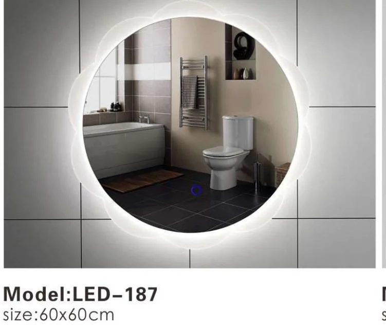 Round LED Wall Backlit Hotel Crystal Smart Bathroom Vanity Mirror