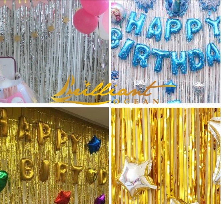 Tinsel Foil Fringe Curtains Metallic Photo Booth Backdrops Party Supplies for Birthday Wedding Christmas Bridal Shower