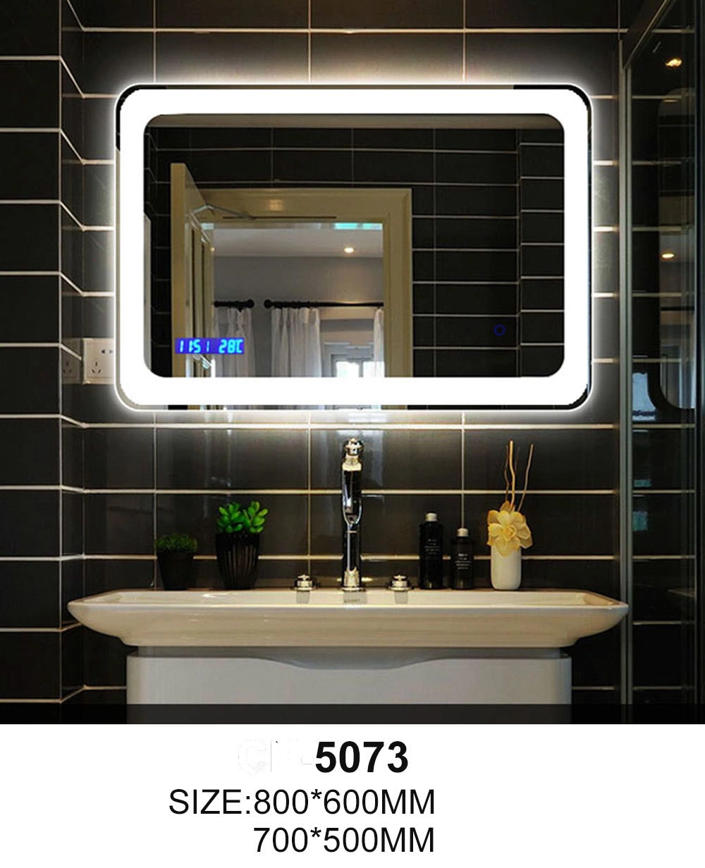 Double Glass Silver Home Wall Decor Bluetooth LED Smart Bathrooom Mirror