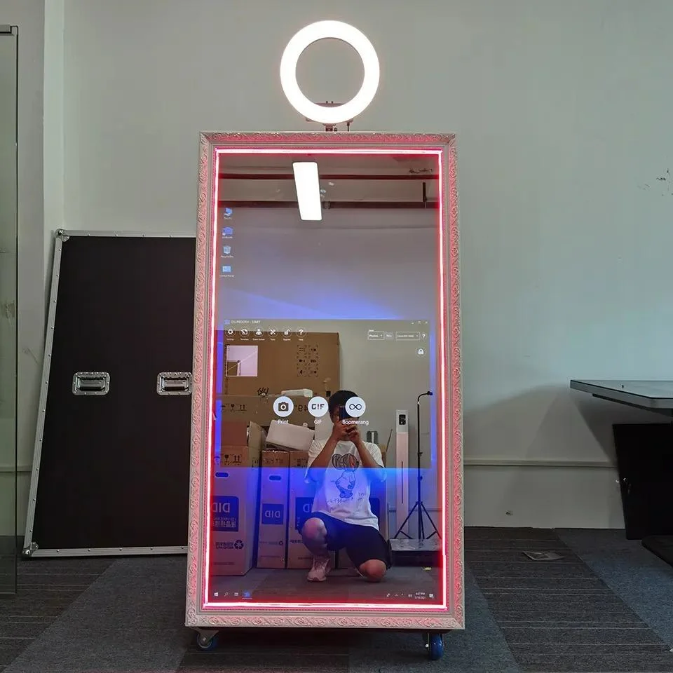 Magic Mirror Photo Booth with Ring Light for Rental Business