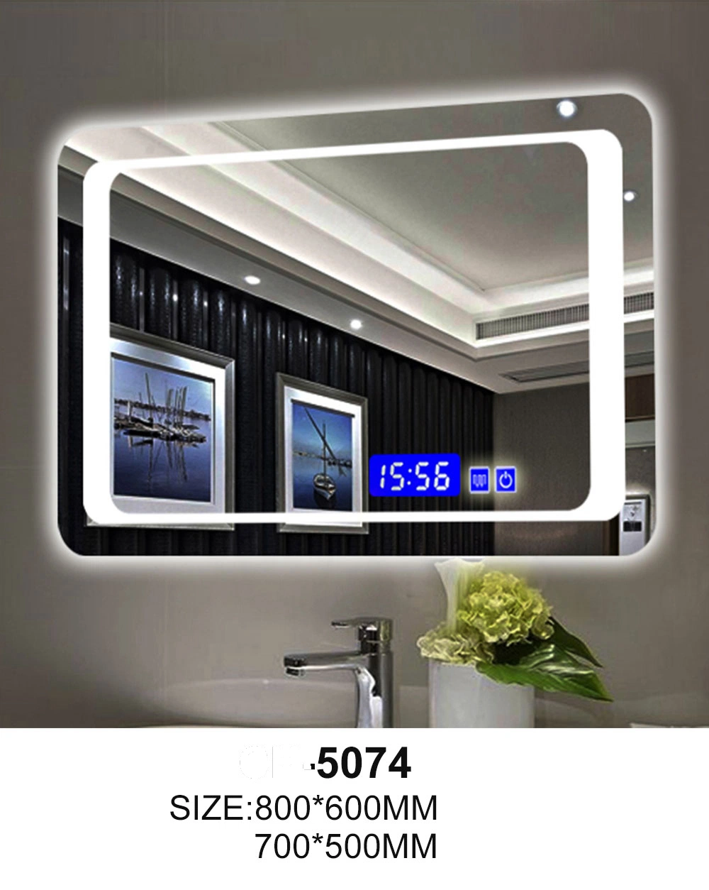 Rustproof Wall Silver Decoration LED Bathroom Furniture Vanity Magic Mirror