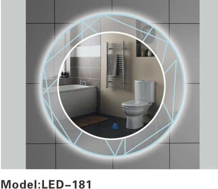 Round LED Wall Backlit Hotel Crystal Smart Bathroom Vanity Mirror