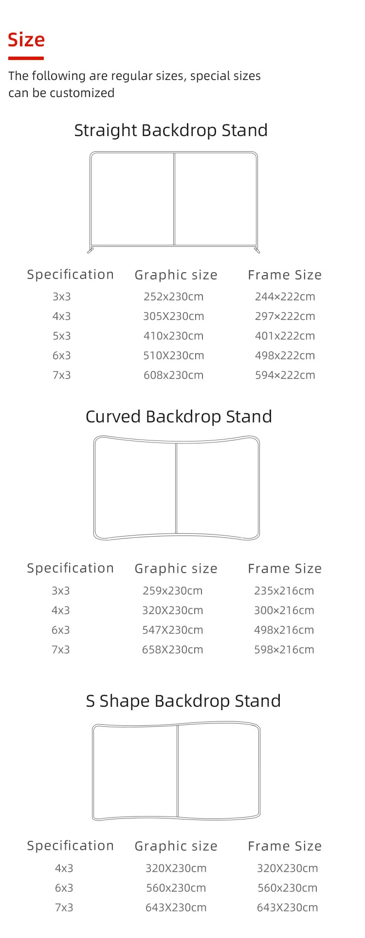 Custom Full Printing Tension Fabric Photo Booth Tube Straight Wall Event Stand