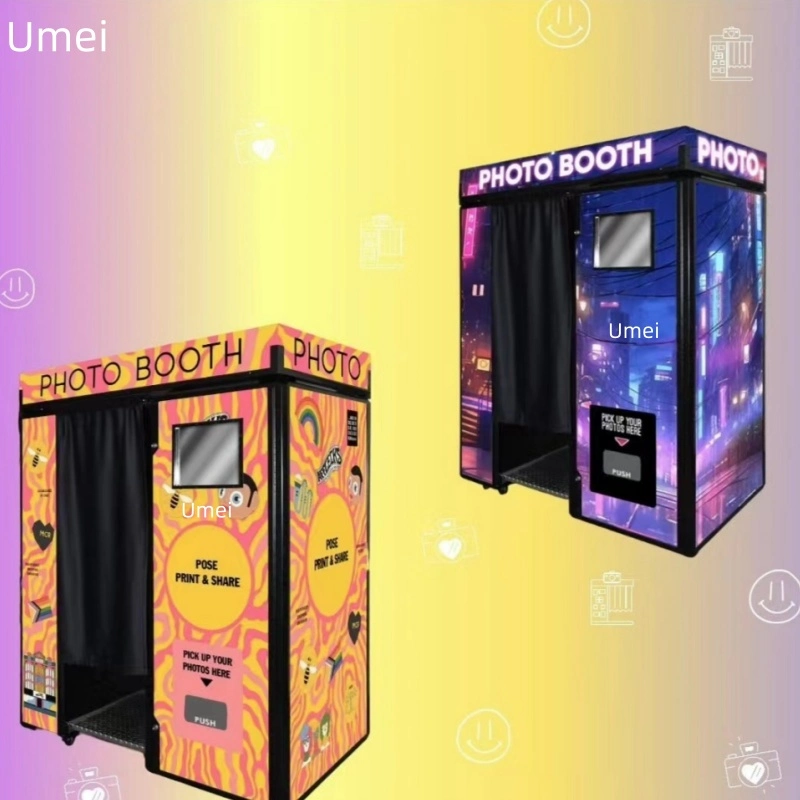 Customable Arcade Coin Operated Selfie Phone Booth Automatic Print Photo Selfie Machine Booth