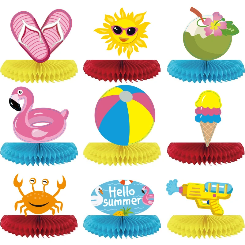 Party Supplies Summer Holiday Seaside Swimming Theme Party Table Centerpiece Set Paper Honeycomb Ball