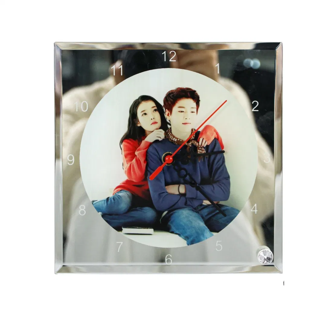 20*20cm Sublimation Coated Printable Glass Table Clock Photo Frame Ornate Glass Frame to Print Photo 360 Photo Booth Glass Bl26