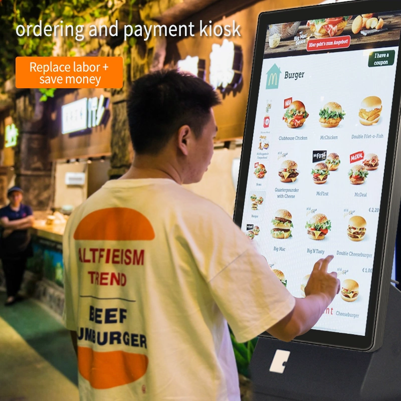 Touchscreen Scanner Printer POS Payment Self Services Ordering Payment Kiosk for Restaurant Store Interactive Kiosk
