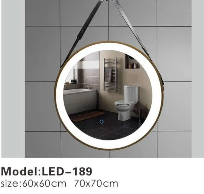 Round LED Wall Backlit Hotel Crystal Smart Bathroom Vanity Mirror