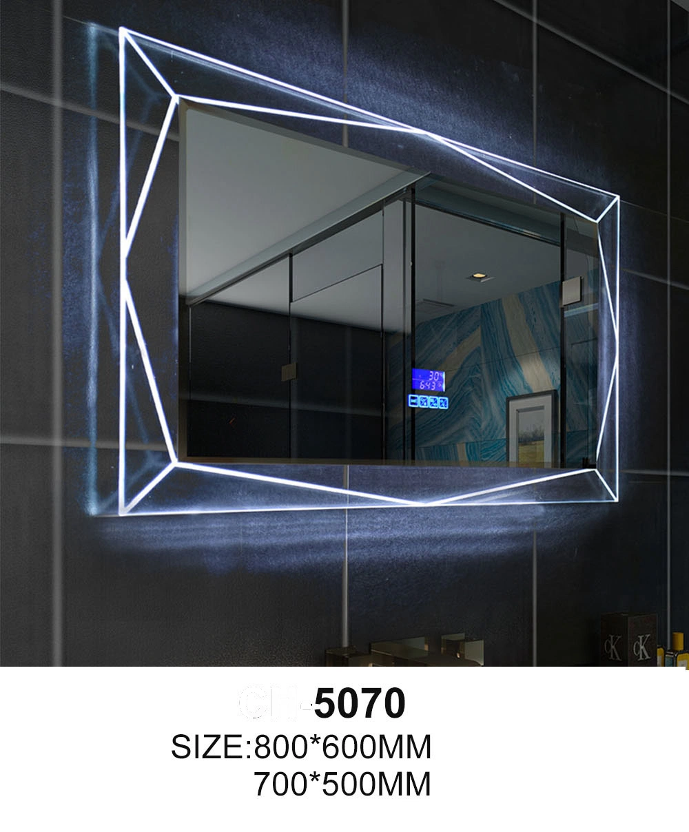 Double Glass Silver Home Wall Decor Bluetooth LED Smart Bathrooom Mirror