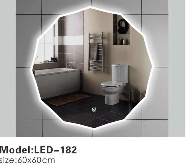 Round LED Wall Backlit Hotel Crystal Smart Bathroom Vanity Mirror