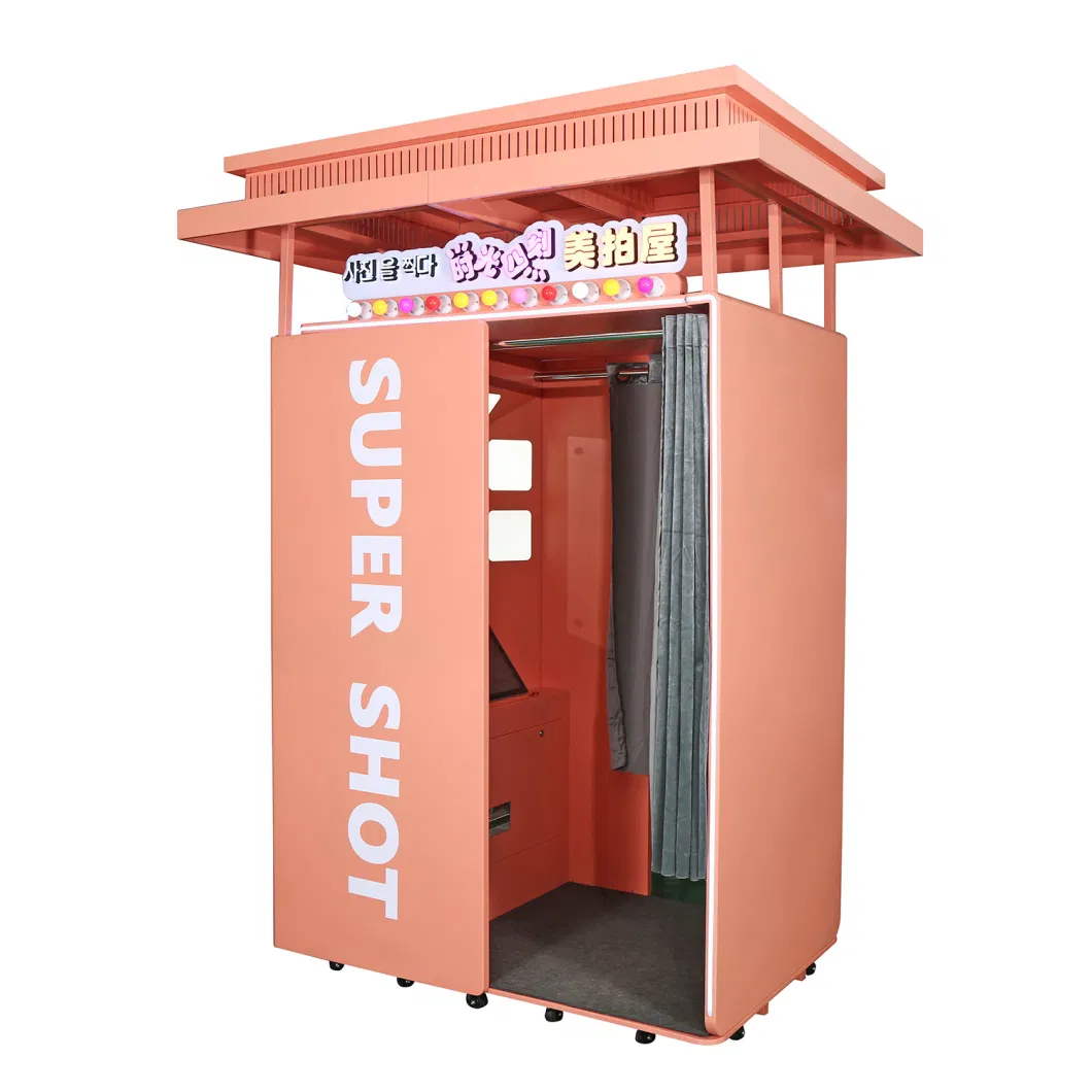 Customable Arcade Coin Operated Selfie Phone Booth Automatic Print Photo Selfie Machine Booth