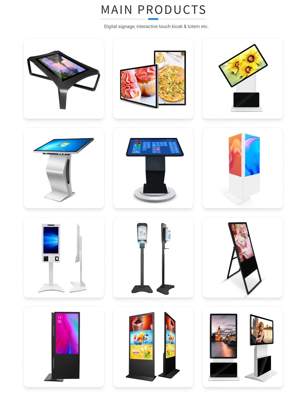 Floor Standing Customized Aiyos/OEM/ODM Touch Screen Kiosk LCD Digital Signage