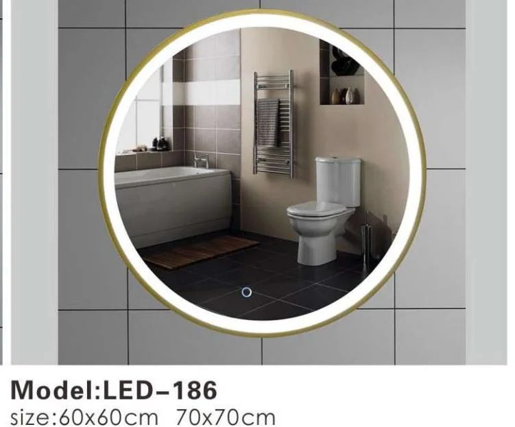 Round LED Wall Backlit Hotel Crystal Smart Bathroom Vanity Mirror