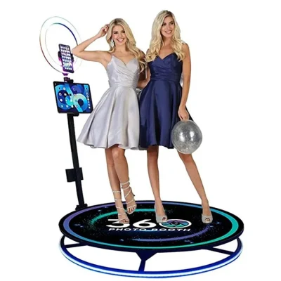  Venta caliente Nueva cabina de fotos portátil para selfies 360 de alta calidad Cabina de fotos de 360 grados de 45 pulgadas con cámara LED para iPad.