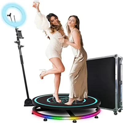  Custom Logo Revolve Selfie 360 grados Spin Video Cámara Photobooth Máquina LED anillo Luz rotación automática 360 Photo Booth