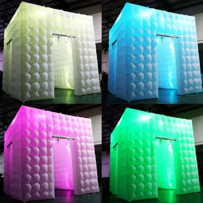  2023 Nueva cabina de fotos inflable en miniatura para fiestas con luz colorida.