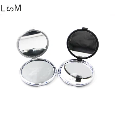  Portátil de color negro de plástico blanco Espejo de bolsillo de la mano maquillaje mágico Espejo de aumento 3X