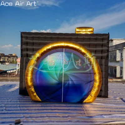 Portátil de color negro Inflatable Puerta de la lente Photo Booth para la boda Fiesta o Eventos Selfie