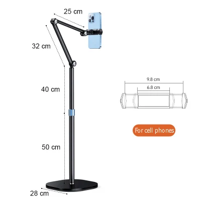  360 brazos flexibles giratorios Soporte de suelo Soporte de teléfono Tablet Universal Cama plegable Soporte para cama Lazy Soporte de aluminio para teléfono