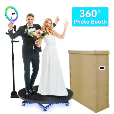  360 Photo Booth Machine 40&quot;/100cm Video Selfie Booth rotación automática Plataforma de giro con anillo de luz