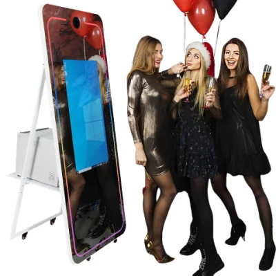  2023 Nuevo 55&prime;&prime; cabina de fotos con espejo interactivo con cámara y. Quiosco de impresora