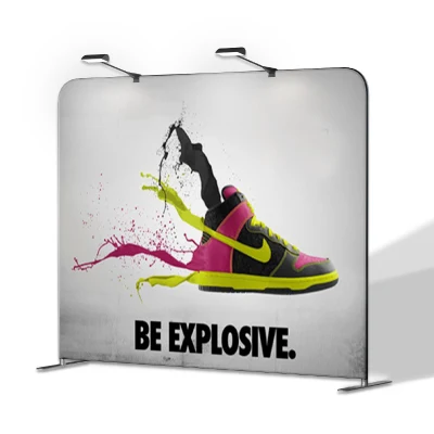  Nuevo diseño funda de almohada fondo Doble cara impresión Banner Stand Tensile Fabric Photo Display significa Photo Booth