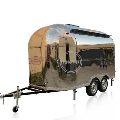  Galvanizado de 4m de la venta de café de alimentos de la calle móvil camión remolque a la venta de alimentos Vintage freidora plancha pollo Snack Helado Hotdog Cart