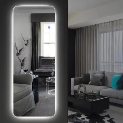  Espejos de cuerpo entero plateados con iluminación LED para vestidores, baños y decoración del hogar.
