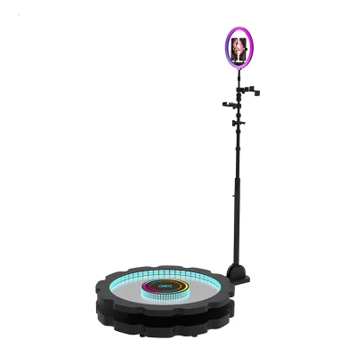  360 cabina de fotos vidrio 360 grados de sonido envolvente Equipo de tiro Selfie Plataforma Fotografía Turntable