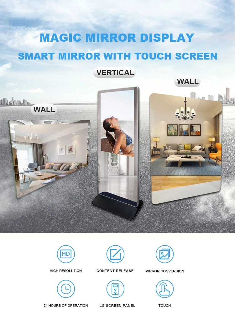 32-98 Inch Magic Mirror Photobooth with Interactive Ad Player Network Media Video Player HD Digital Signage LCD Advertising Display