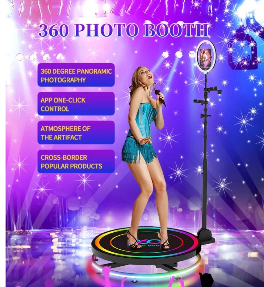 Hexagon Mirror Base Rotate 360 Photo Booth Selfie Spinner Camera for Party