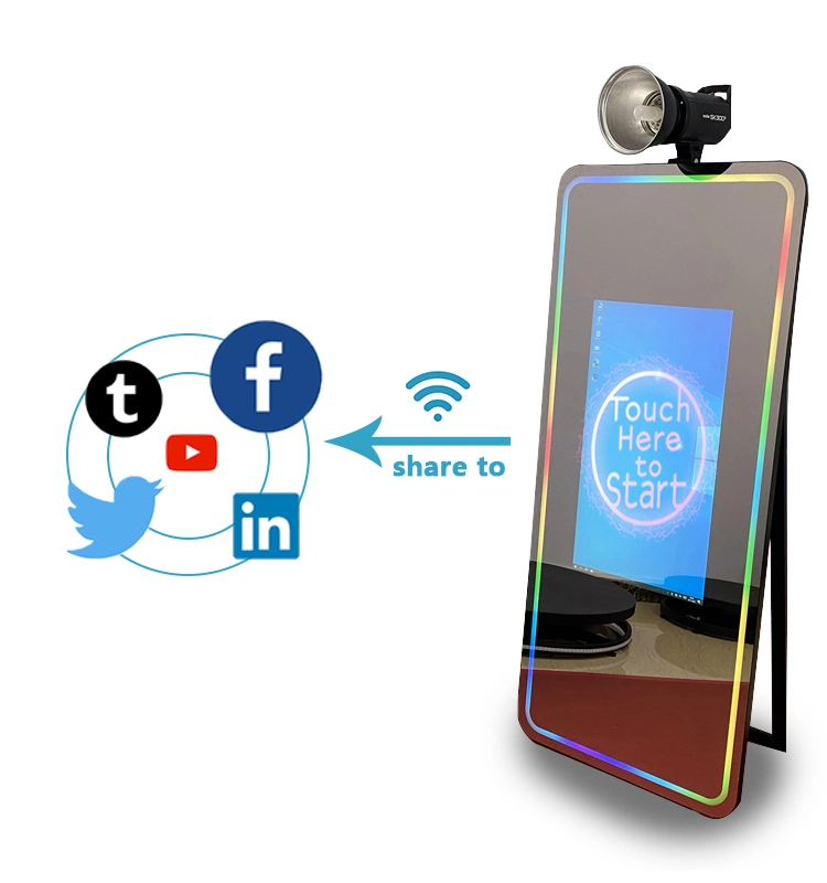 Wedding Magic Mirror Selfie Photo Booth with Ring Light Machine for Party
