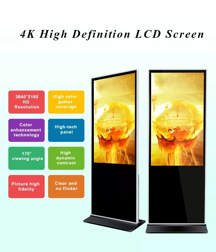 Indoor Ad Player Android/Window Lobby Digital Signage Player 43/55 Inch WiFi Touch Screen Kiosk Display Advertising Equipment Photo Booth Machine