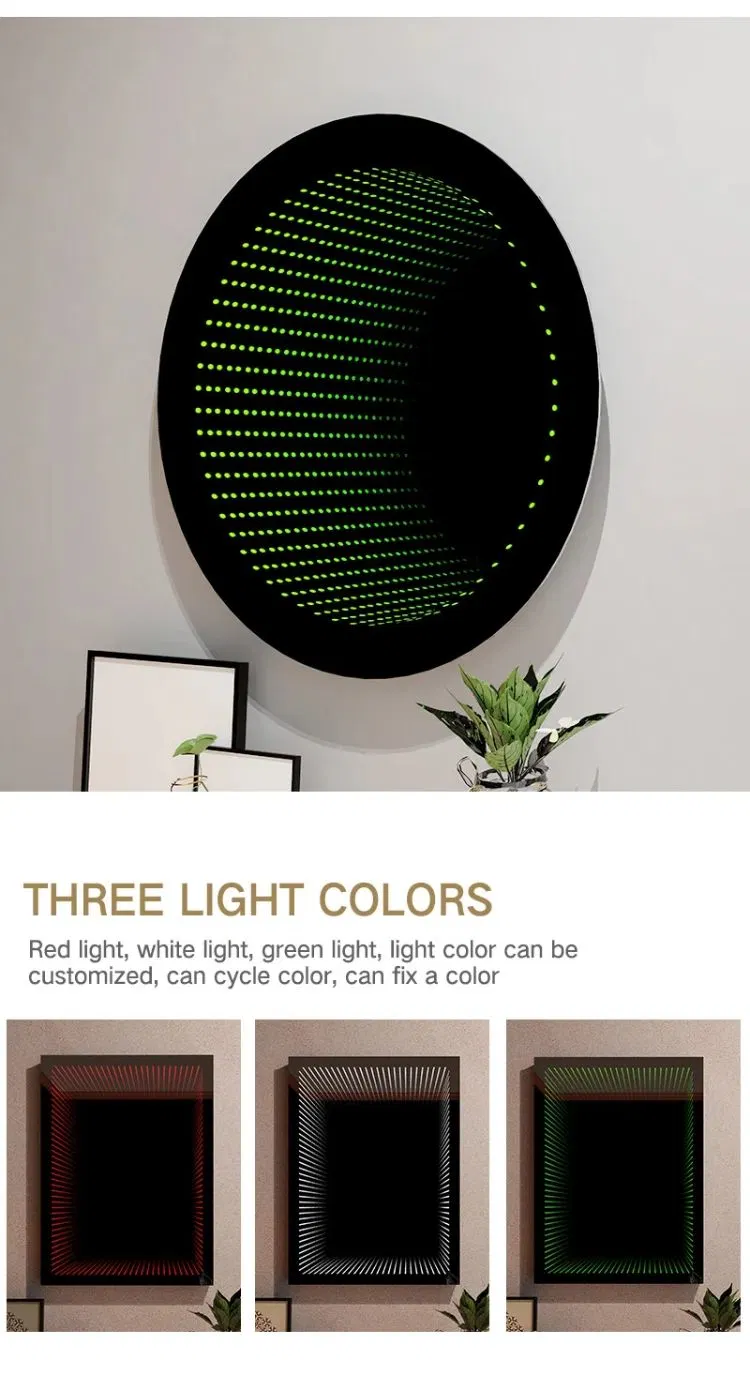 Manufacturer Decorative Wall LED Lighted Magic Bathroom 3D Infinity Mirror