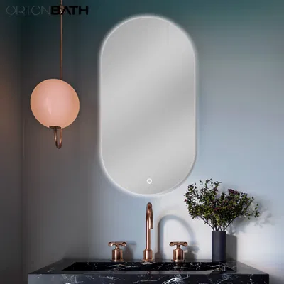  Ortonbath nuovo disegno all&prime;ingrosso Home Dé Cor Rectangle di lusso Smart Mobili in vetro LED luce acrilico illuminato specchio da parete LED