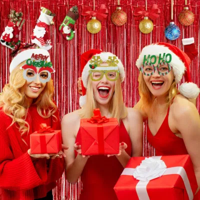 2 Pk metallizzato Tinsel foglio fringe tende Photo Booth sfondo Per il partito dell&prime;acquazzone del bambino compleanno matrimonio impegno nuziali partito dell&prime;acquazzone Decorazione Mu100327