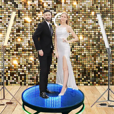 Supporto per fotobottatura bianco nero con luce ad anello a LED 360 Drop portatile