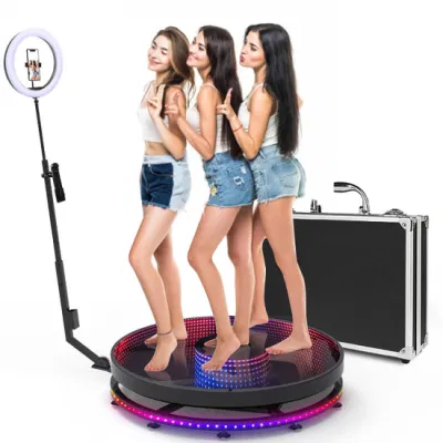  360 Photobooth Party Selfie Machine 115cm Infinity Glass Style Automatic Movimento lento