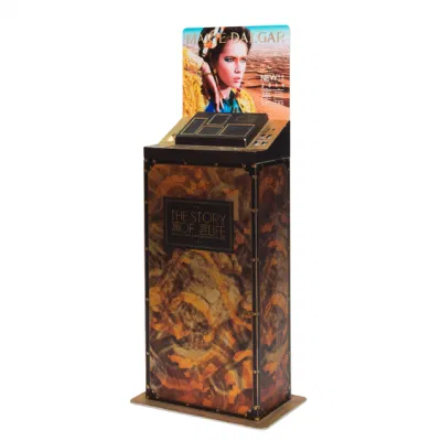 Nuovo stile Golden Mirror cartone Cosmetic Display Stand for Goods Sales Promotion, Foundation